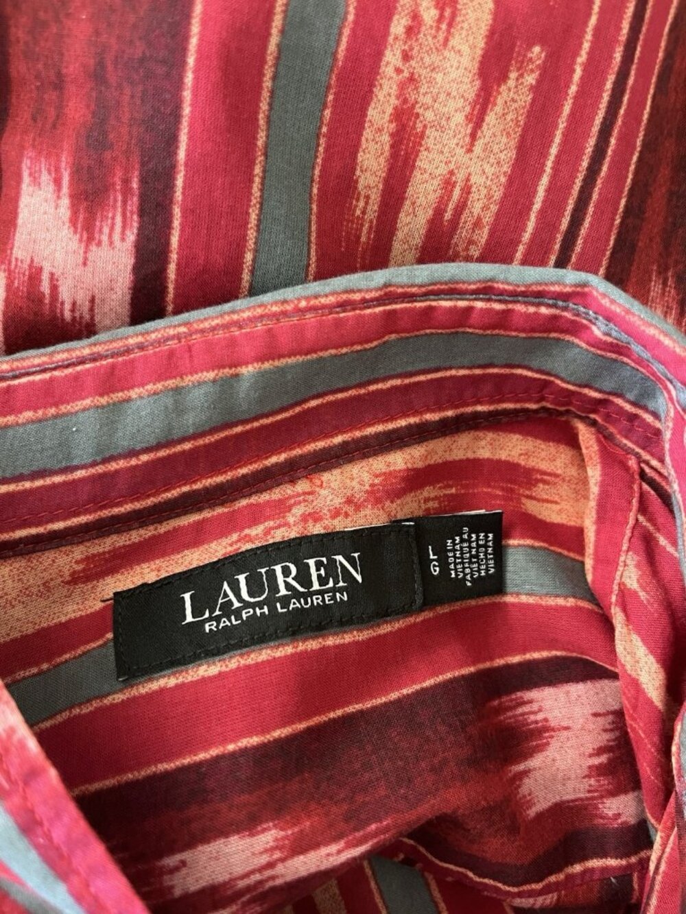 Ralph Lauren Large Red Ikat Cotton Button Up Shirt Southwestern Tribal Western - Picture 8 of 12